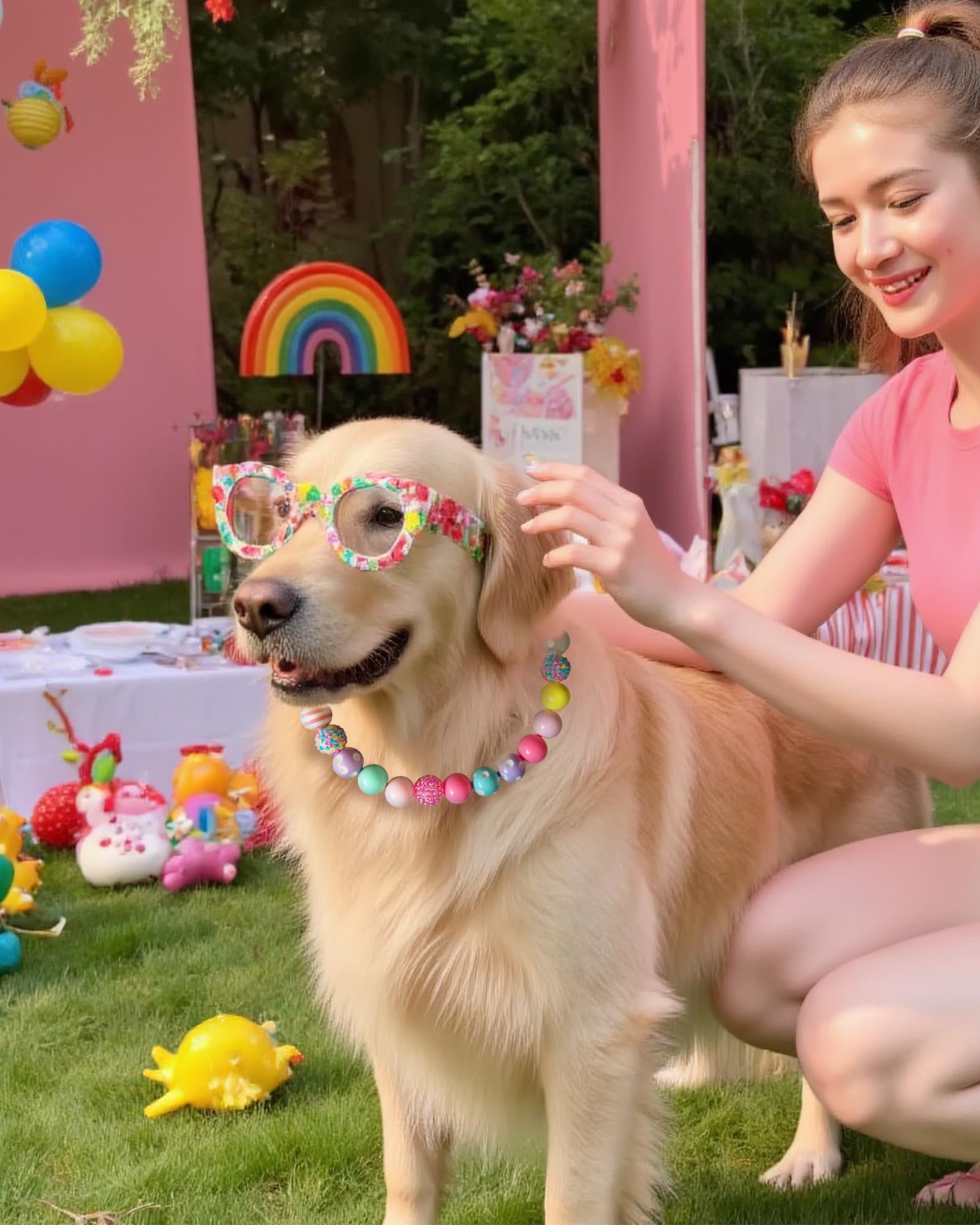 KUDES Bubblegum dog collar necklace with stainless steel core for durable wear.