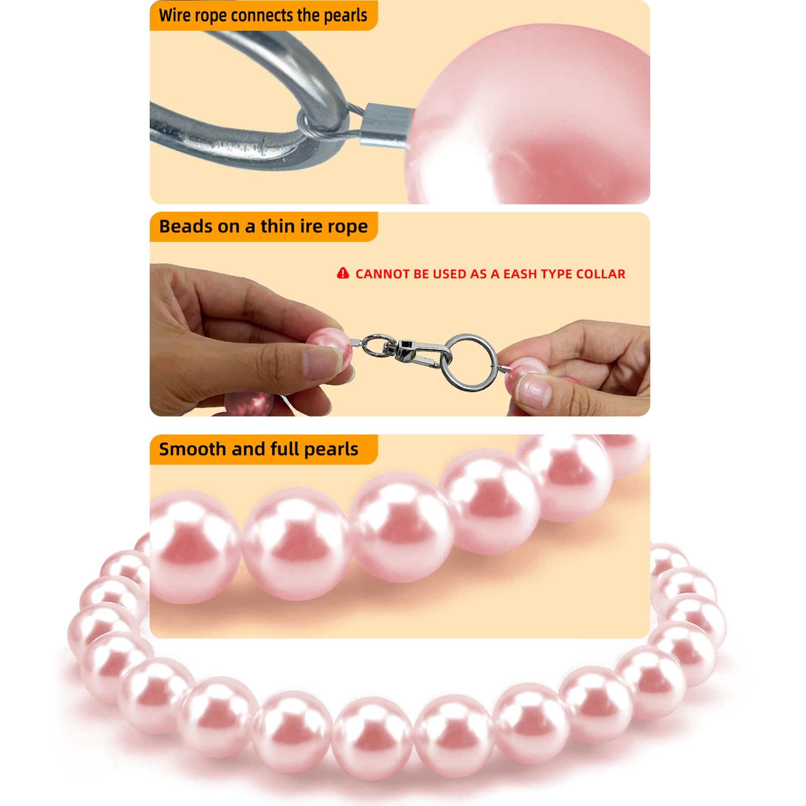 KUDES chunky pearl dog necklace pink-wearable design ideal for everyday or special occasions.