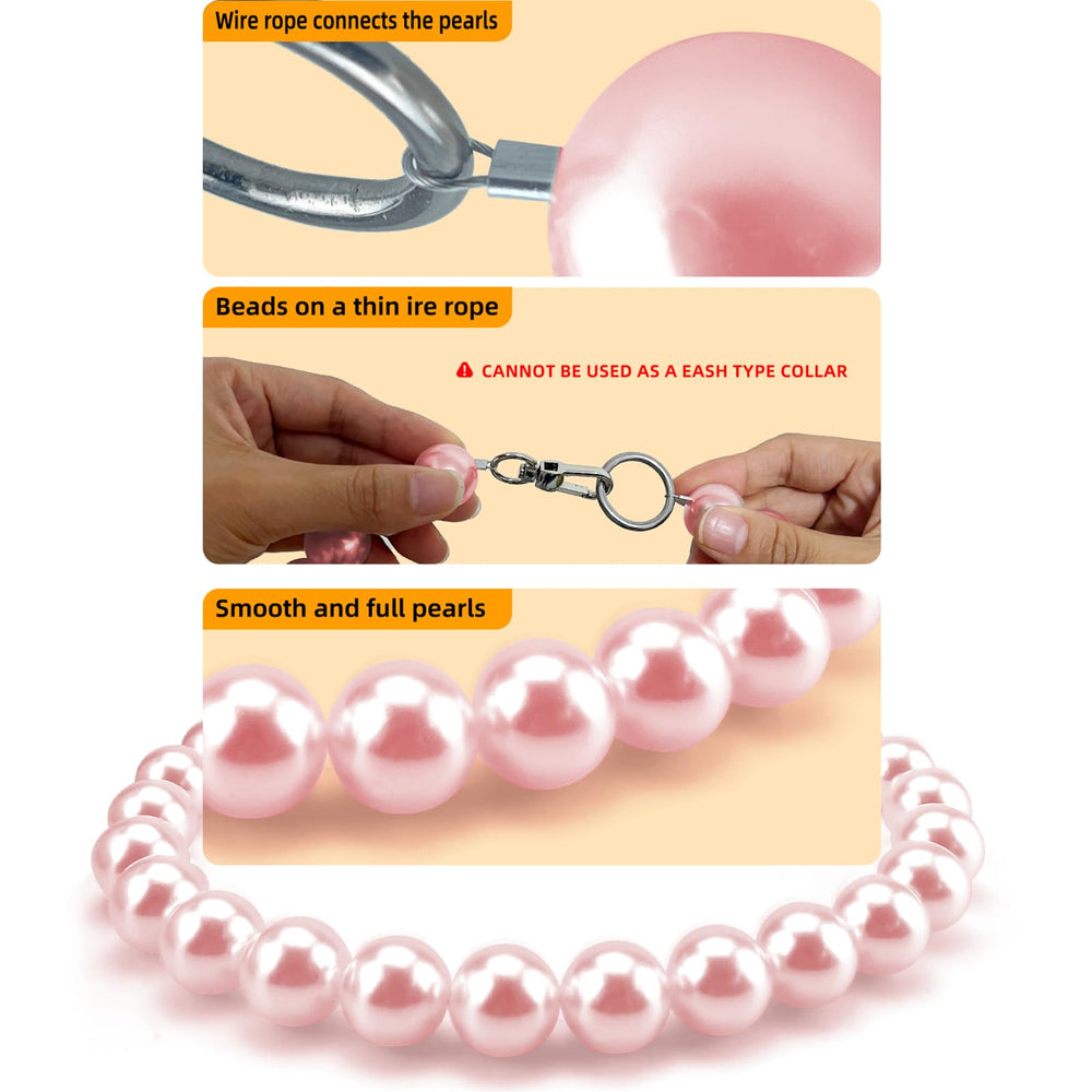 KUDES chunky pearl dog necklace pink-wearable design ideal for everyday or special occasions.