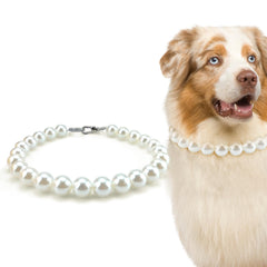KUDES Chunky Pearl Dog Necklace beads closeup for glamorous, party-ready style