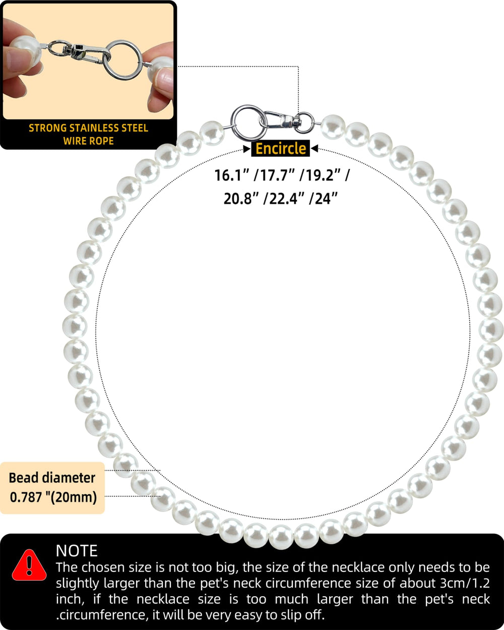 KUDES Chunky Pearl Dog Necklace on dog for a party-ready look