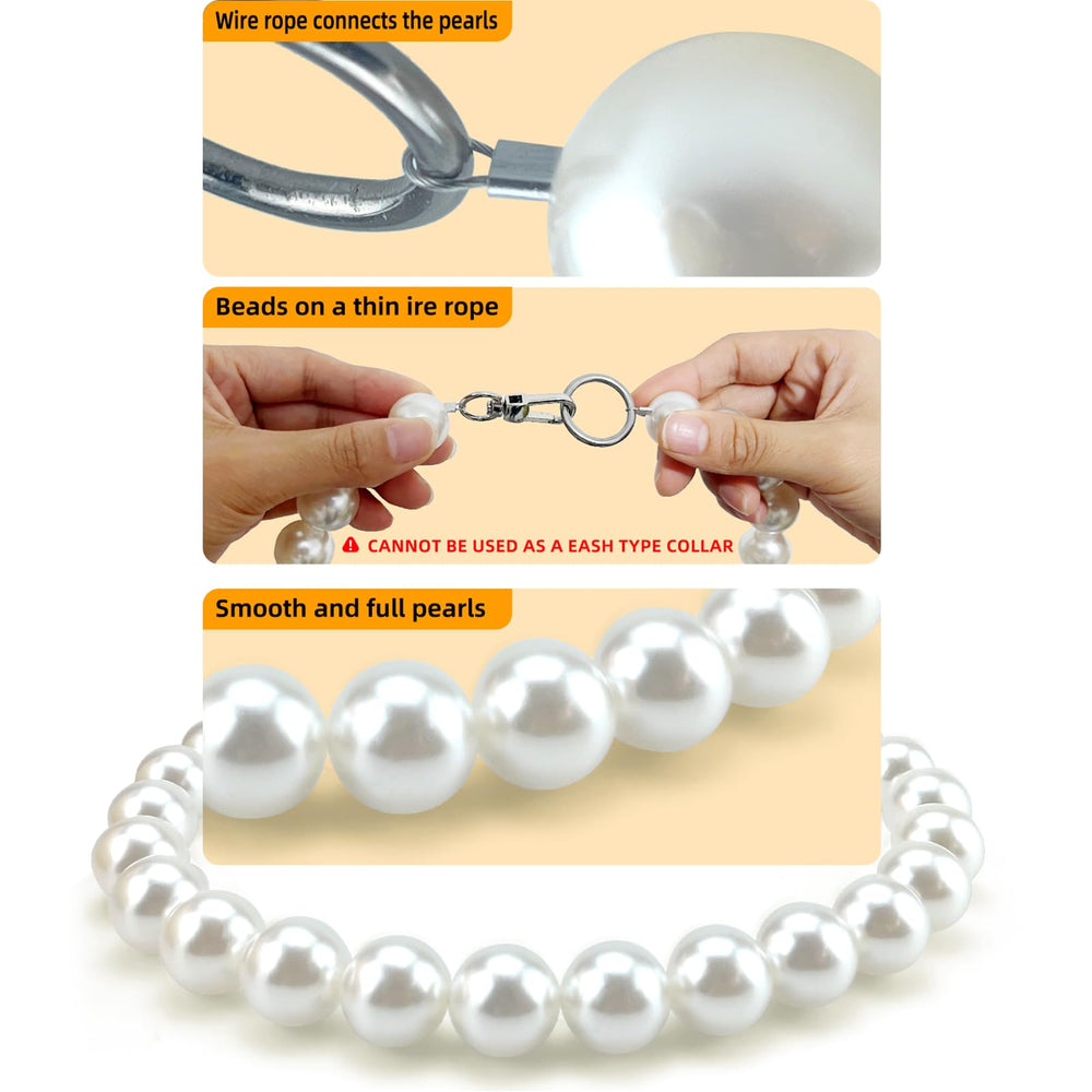 KUDES Chunky Pearl Dog Necklace side view highlighting lightweight comfort