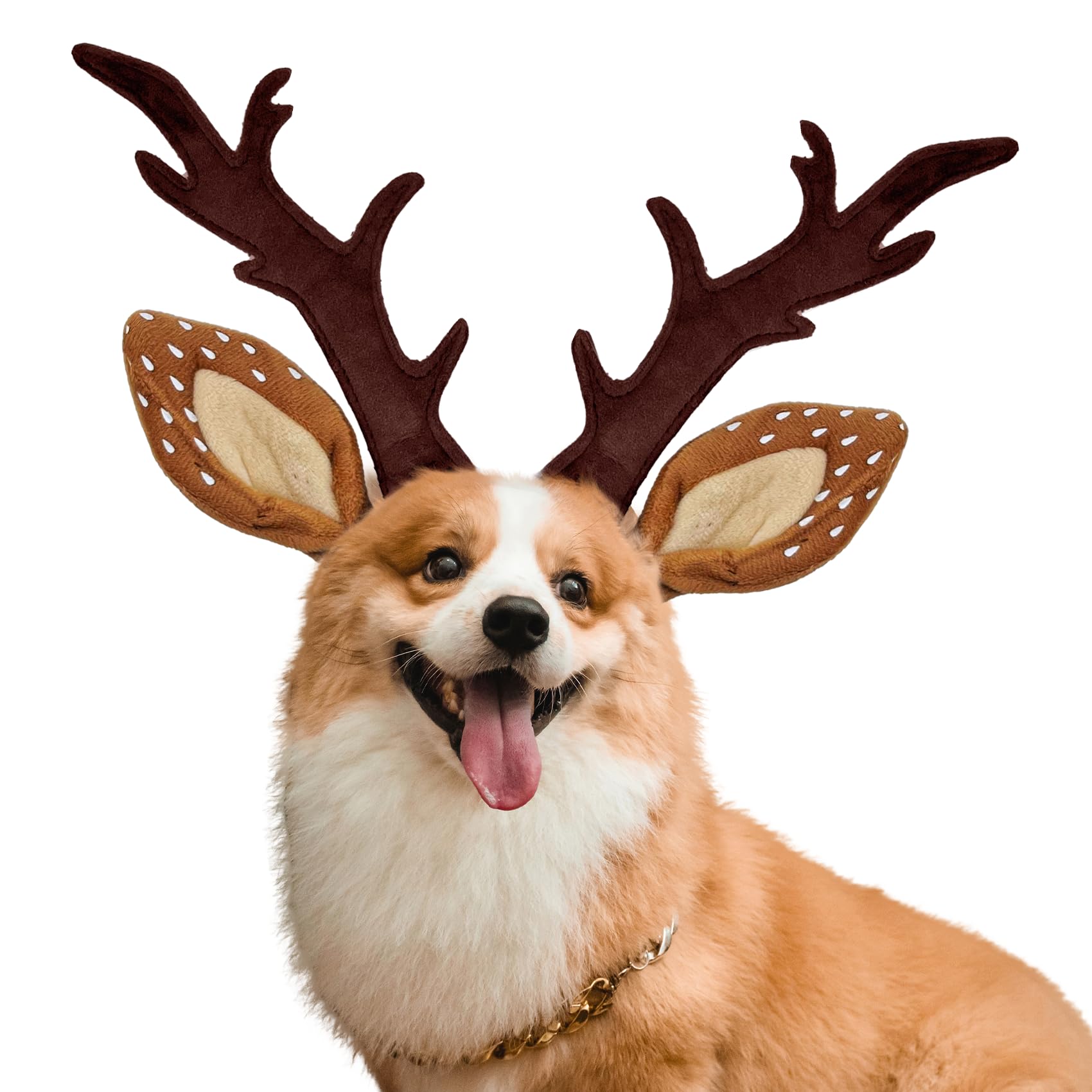 KUDES reindeer antlers headband for pets, ideal festive photo prop and holiday costume.