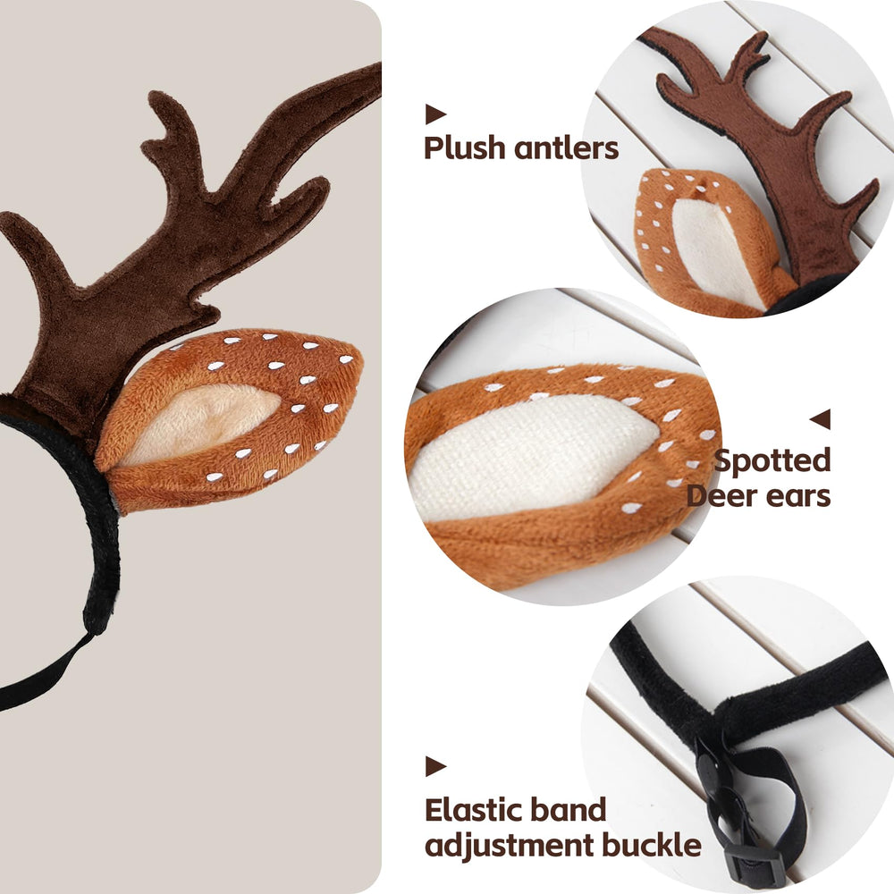 KUDES reindeer antler headband, lightweight wear for posing in holiday photos.
