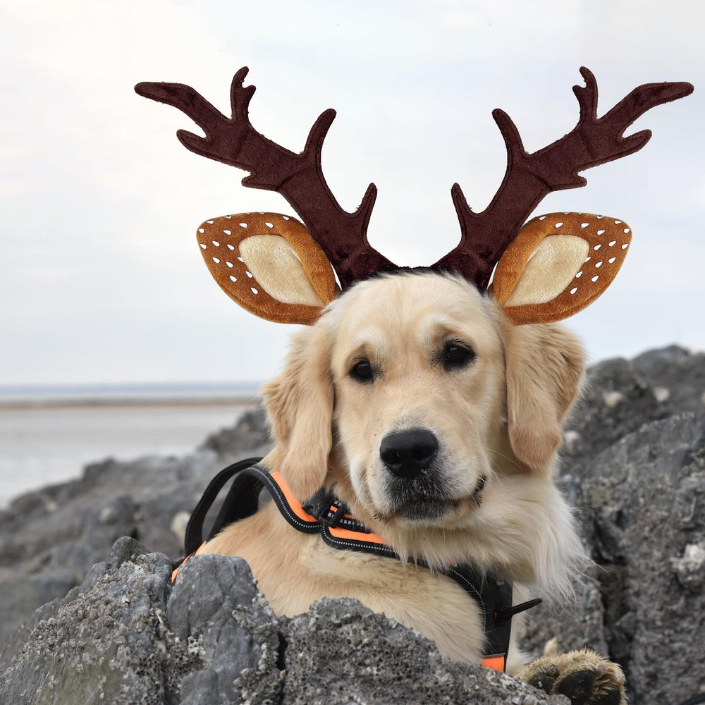 KUDES adjustable elk hat, easy to secure with buckle for pets' quick dressing.