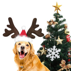 KUDES dog Christmas reindeer antlers headband side view