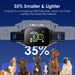 KUECU rechargeable bark collar battery display illustrates quick charging and long operation.