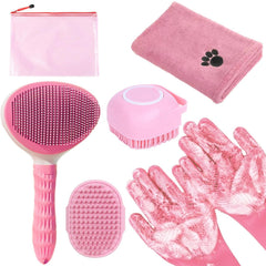 KUEIOX bath grooming brush pink efficiently detangles fur and reduces shedding