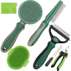 KUEIOX deshedding undercoat rake removes loose fur for a smoother coat.