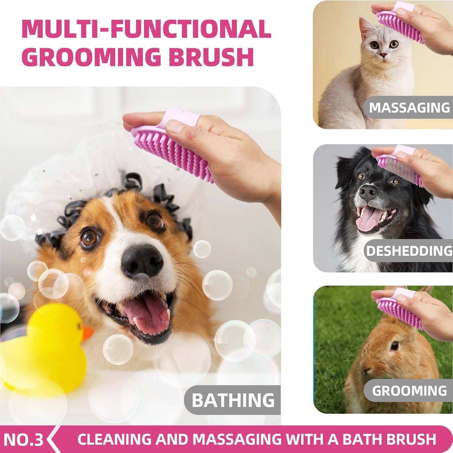 KUEIOX shampoo dispenser brush pink foams baths easily with less product