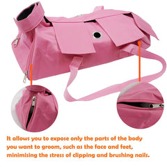 Kukaster Pet Cat's Restraint Bag includes a back-adjustable strap for stable, hands-free handling.