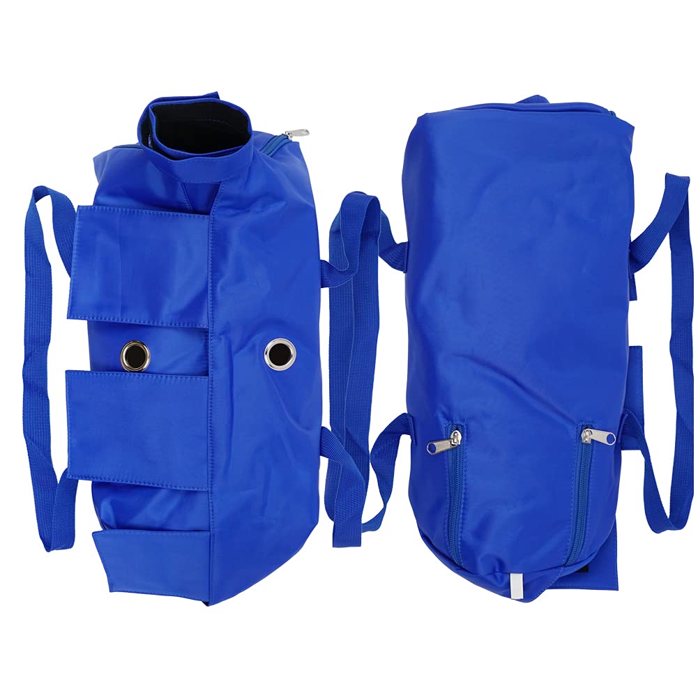 Kukaster Pet Cat’s Restraint Bag blue-m cat inside view shows secure paw immobilization.