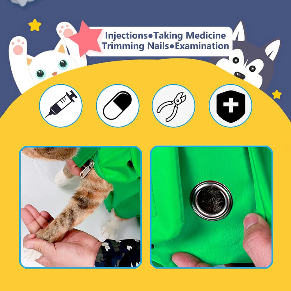 Kukaster Pet Cat's Restraint Bag offers ease of use for ears, teeth cleaning, eye drops.