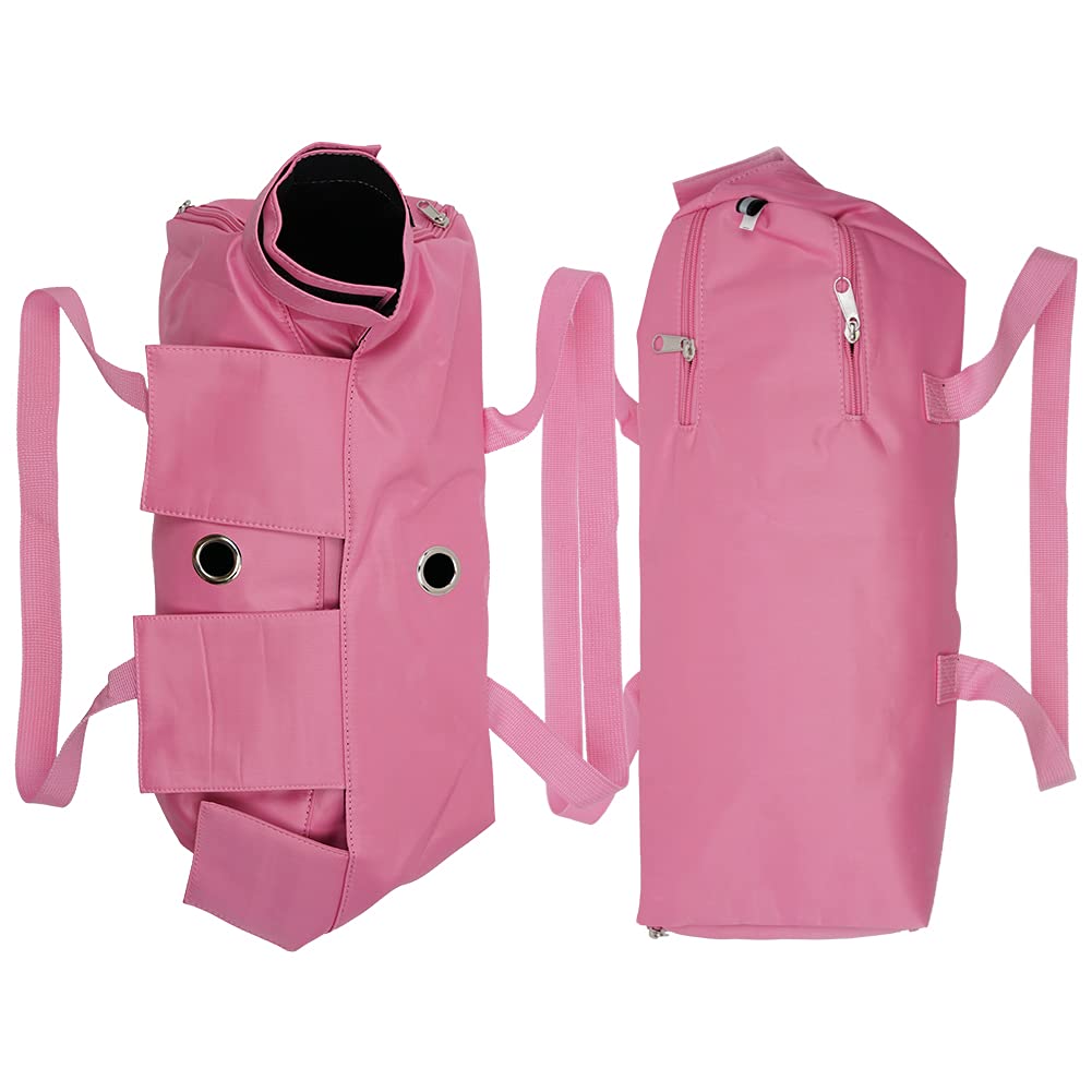 Kukaster Pet Cat's Restraint Bag pink-m uses breathable fabric for comfortable grooming.