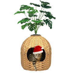 Kukikan hidden litter box planter blends seamlessly with living room decor for privacy.