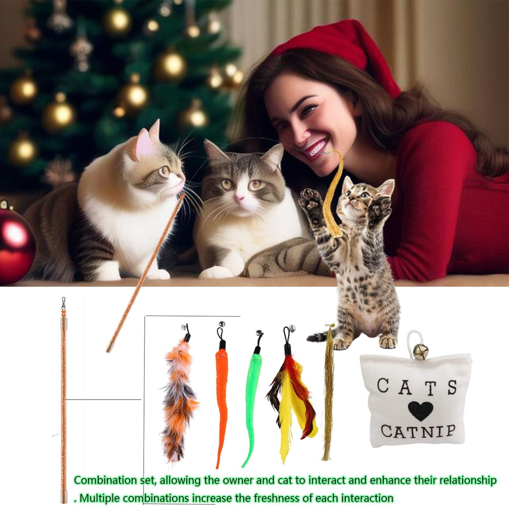 KUMarte feather teaser wand excites bonding moments during interactive sessions with your cat