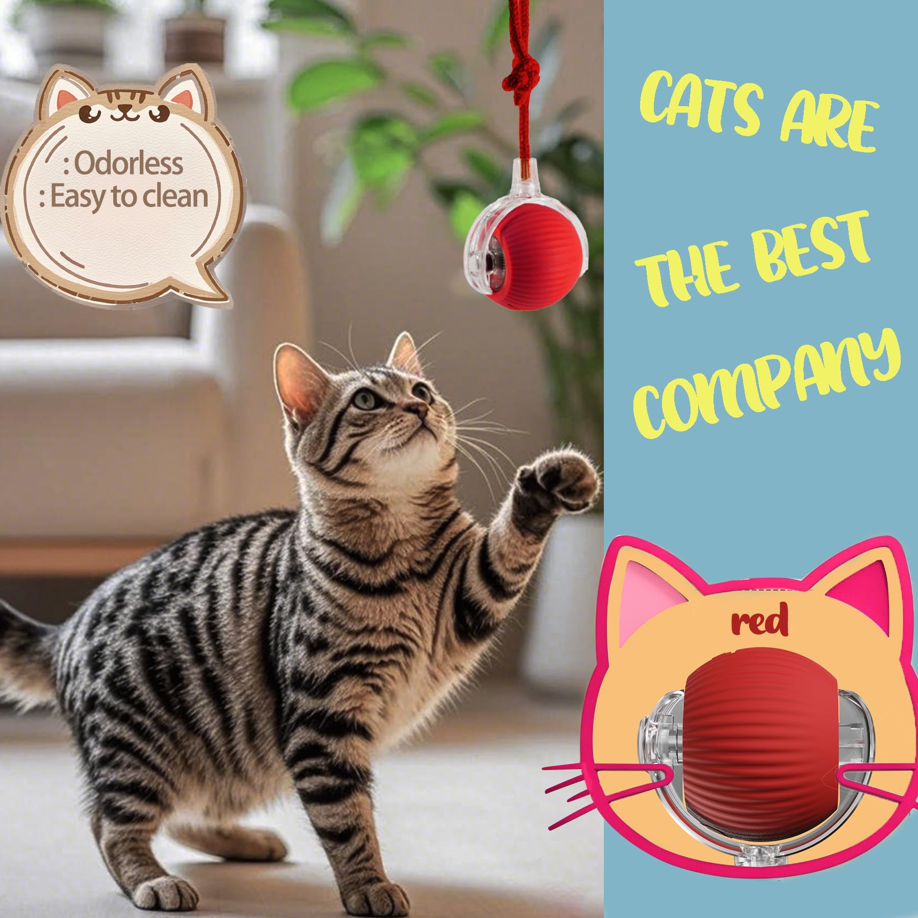 KumCinm interactive ball pink indoor play with cats and small dogs.