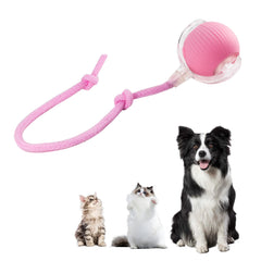 KumCinm interactive ball pink side view shows 360° self-moving action for pets.