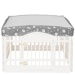 KUMOUARTS dog playpen top cover 36in gray closeup, showcasing durable waterproof fabric for outdoor use