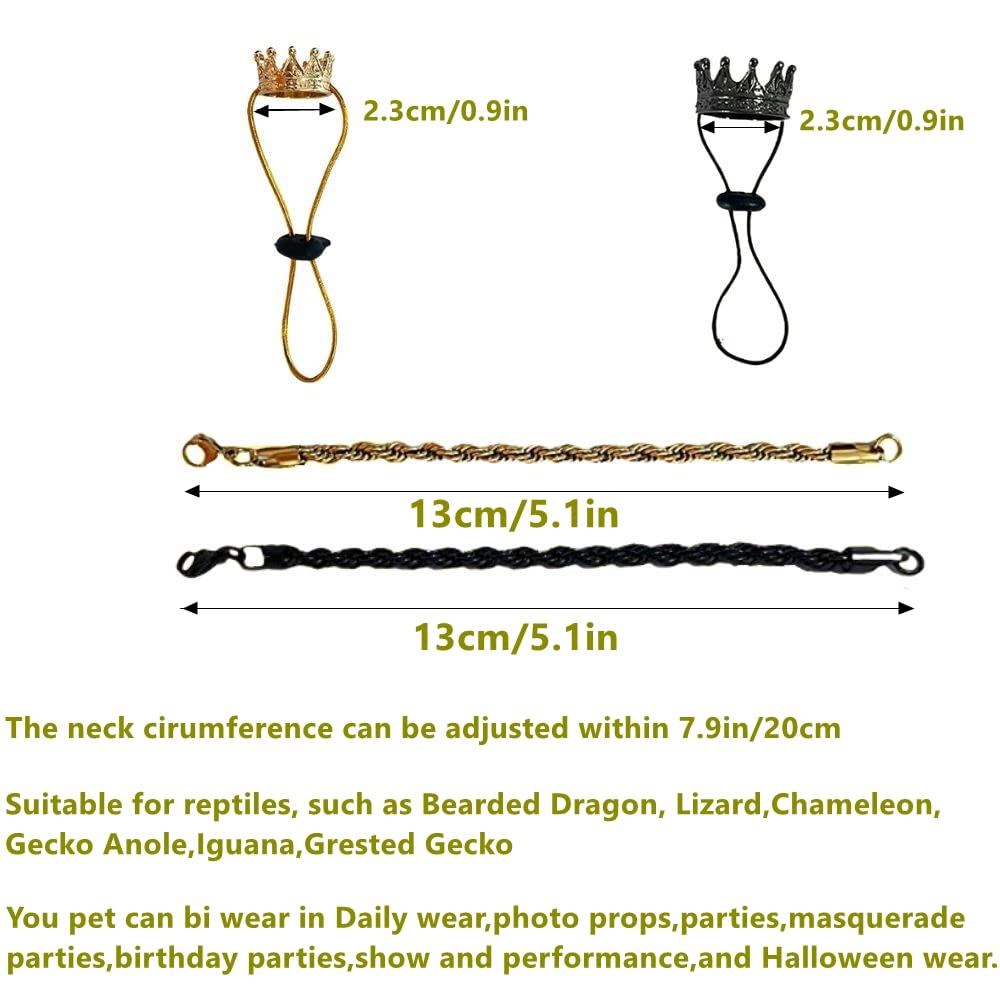 KUNBIUH lizard crown necklace set gold on bearded dragon shows stylish photo-ready look