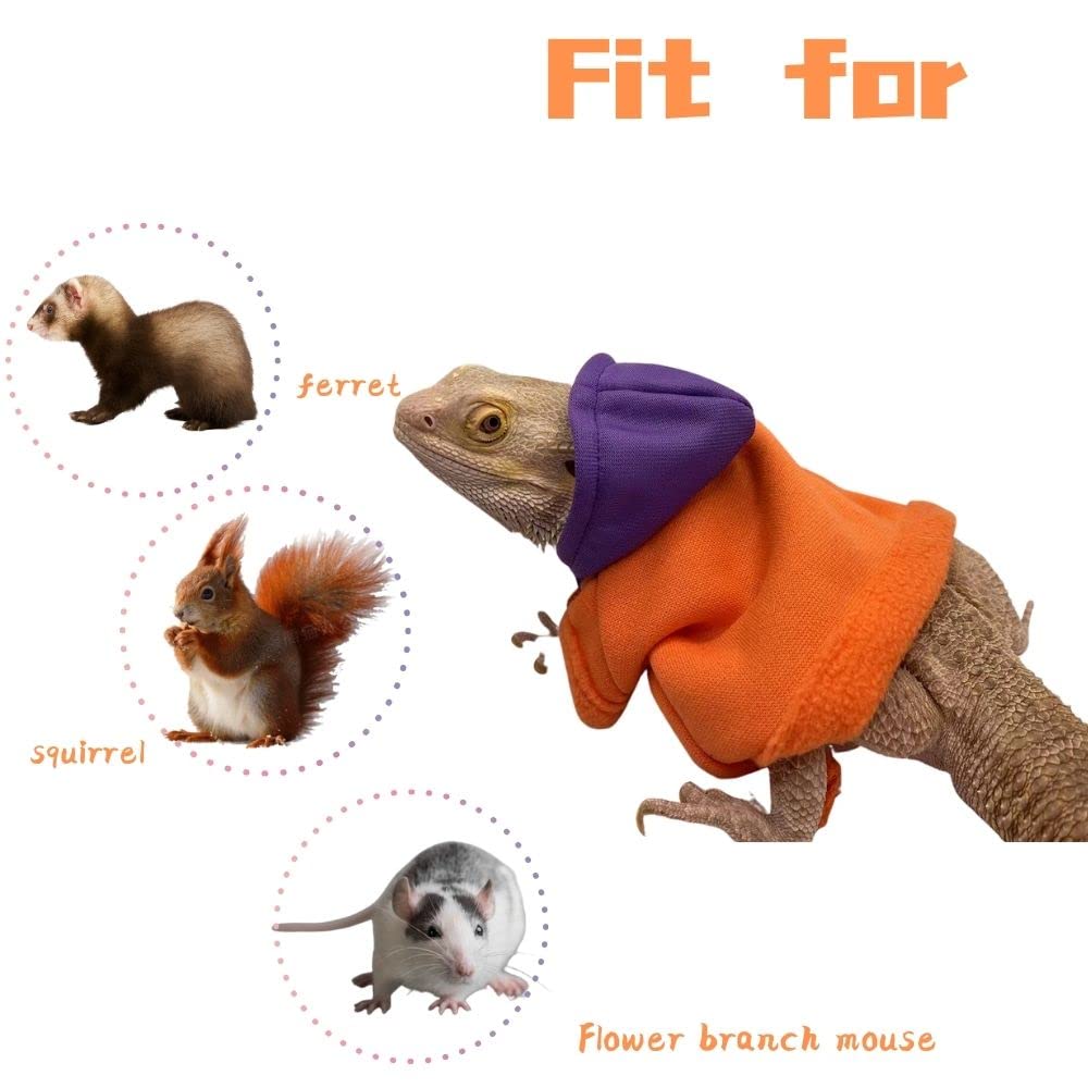 KUNBIUH lizard hoodie orange side shot illustrates elastic material accommodating different lizards
