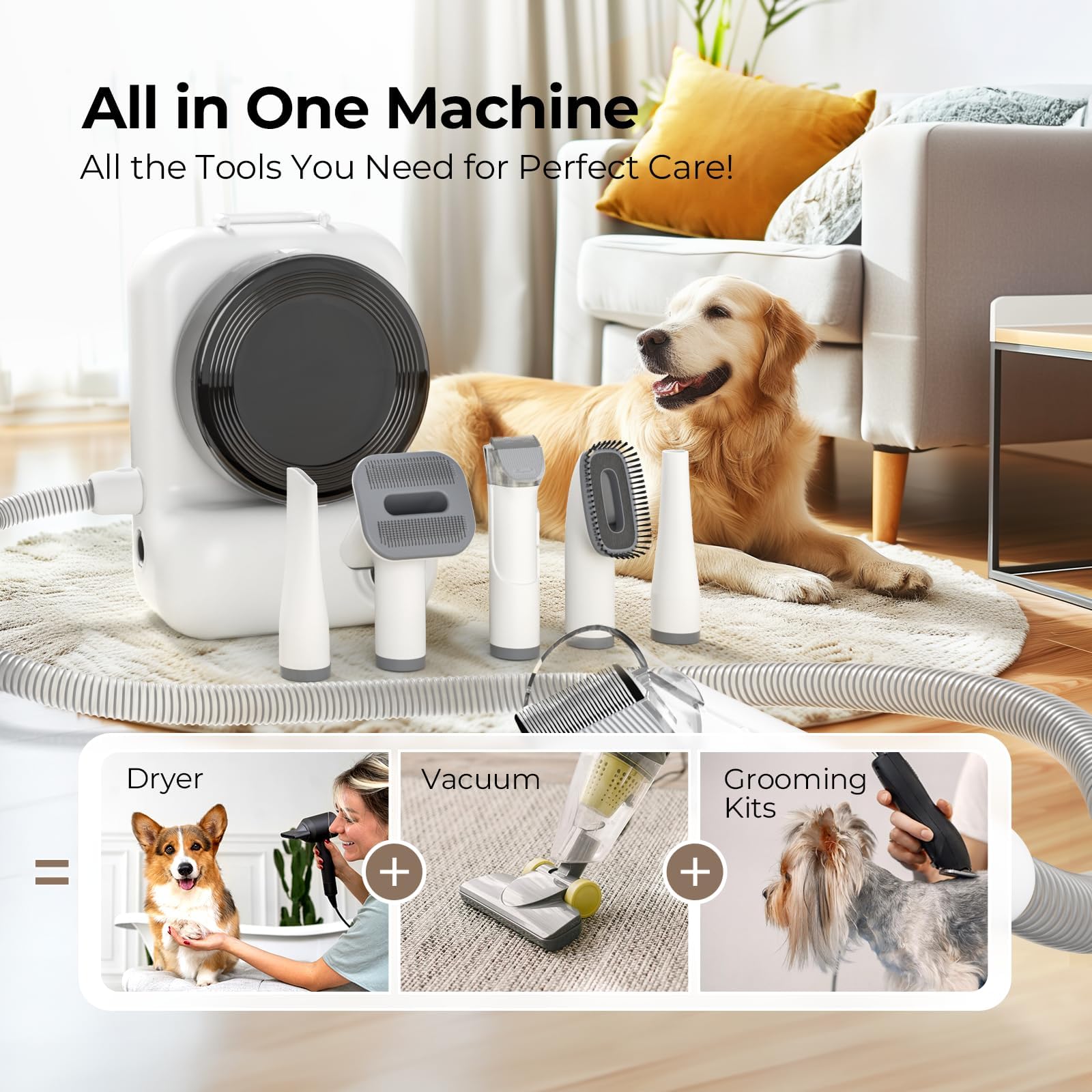 KungFuPet side assembly with hose for easy at-home grooming