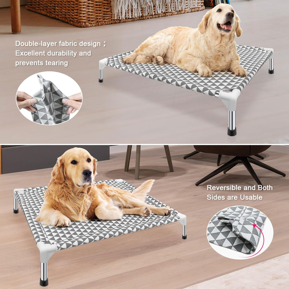 Kuntrust durable elevated bed highlights double-layer fabric and strong stitching