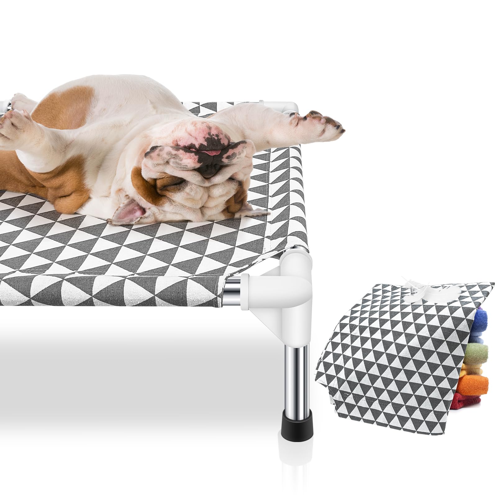Kuntrust elevated dog bed shows non-slip feet for steady placement