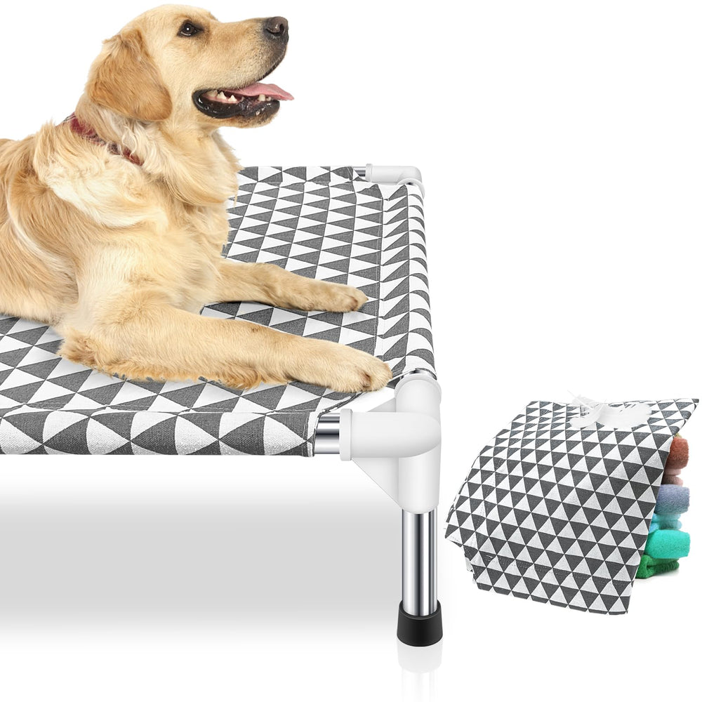 Kuntrust elevated outdoor dog bed cotton fabric close-up highlights breathable material