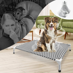 Kuntrust elevated bed reversible fabric shows two usable sides for durability