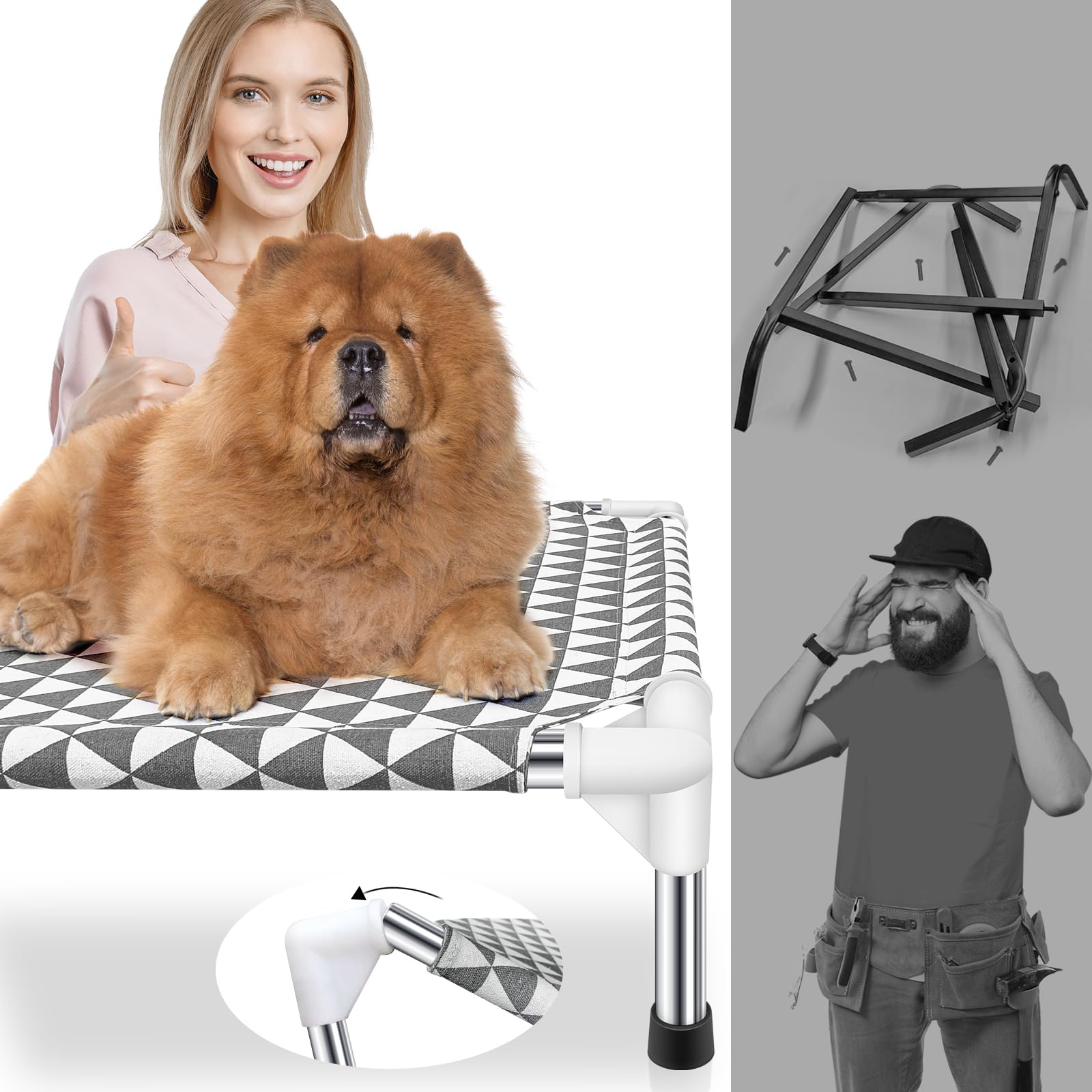 Kuntrust outdoor dog bed demonstrates tool-free assembly