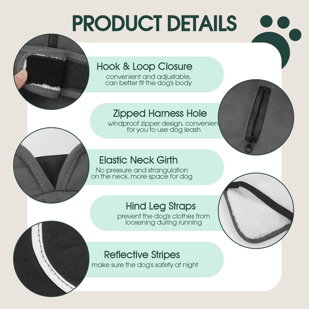 Kuoser canvas dog coat reflective piping boosts nighttime visibility for safer strolls