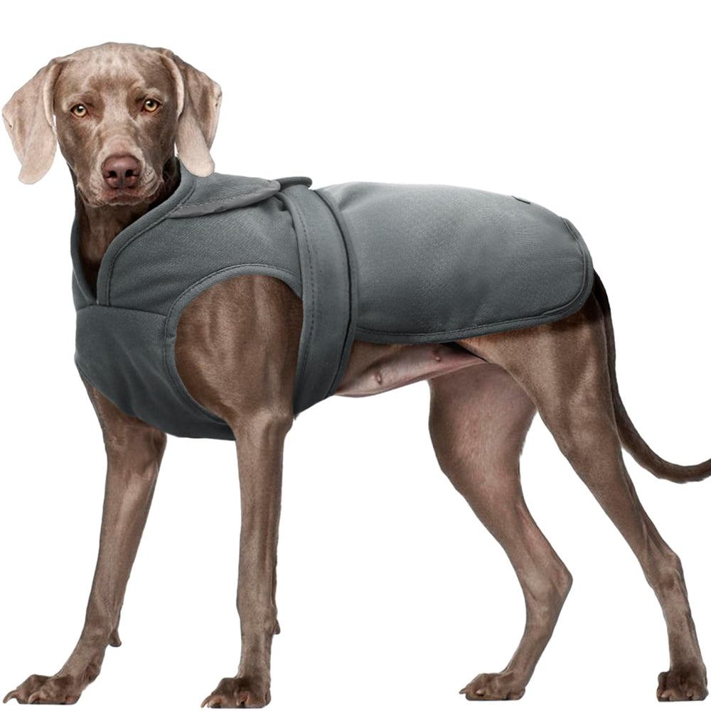 Kuoser canvas dog coat warm back view highlights cozy fleece warmth for cold days