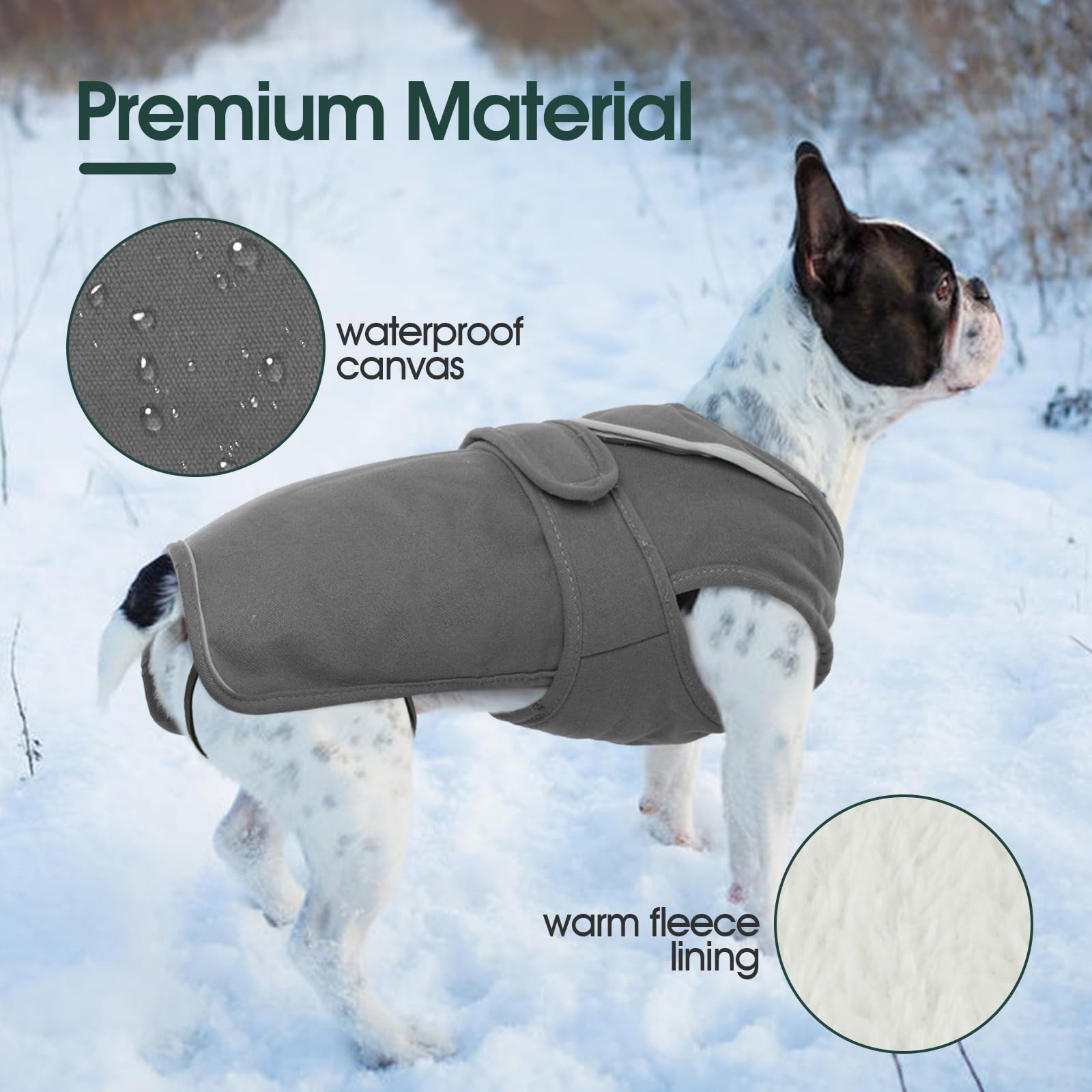 Kuoser canvas dog coat waterproof canvas fabric keeps dogs dry in light rain and snow