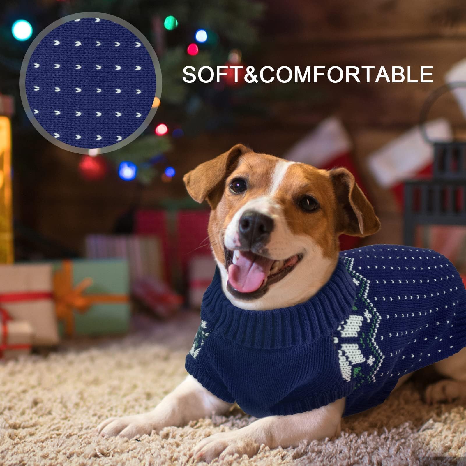 Kuoser sweater on hanger emphasizes blue color and classic snowflake design.
