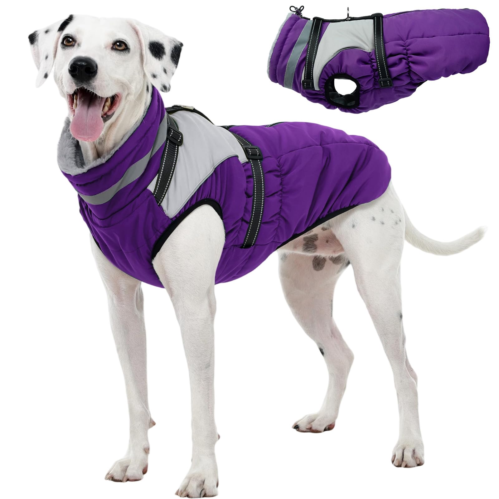 Kuoser dog coat with built-in harness offers secure leash attachment during walks