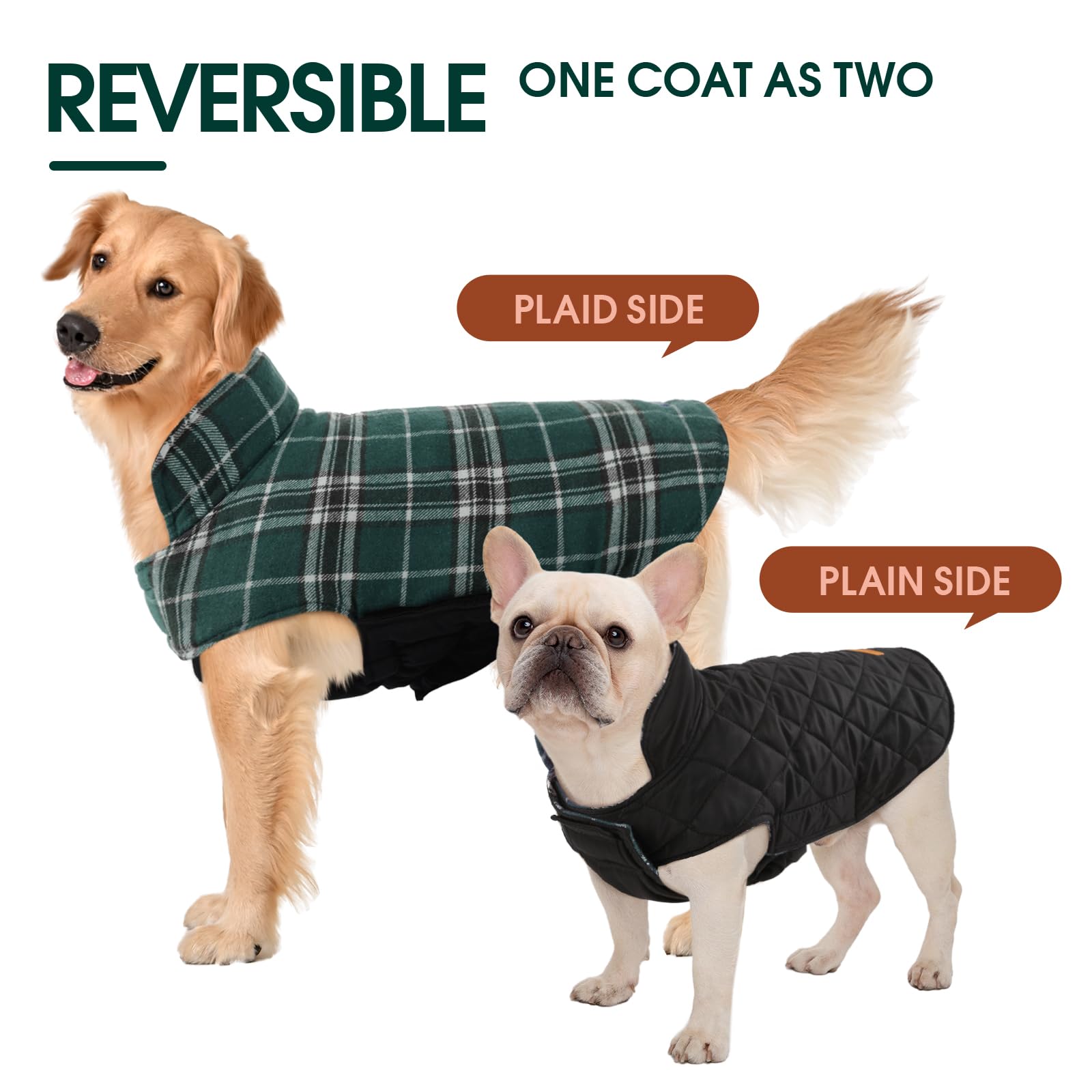 Kuoser dog coat back shows leash hole for secure walks