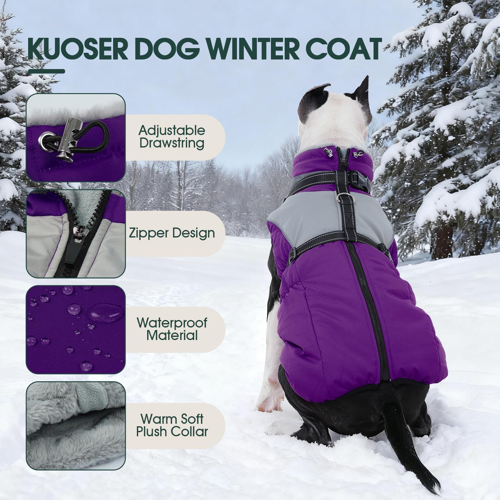 Kuoser waterproof windproof coat keeps your pup dry and warm in cold weather