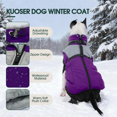 Kuoser waterproof and windproof dog coat for rain, snow and wind