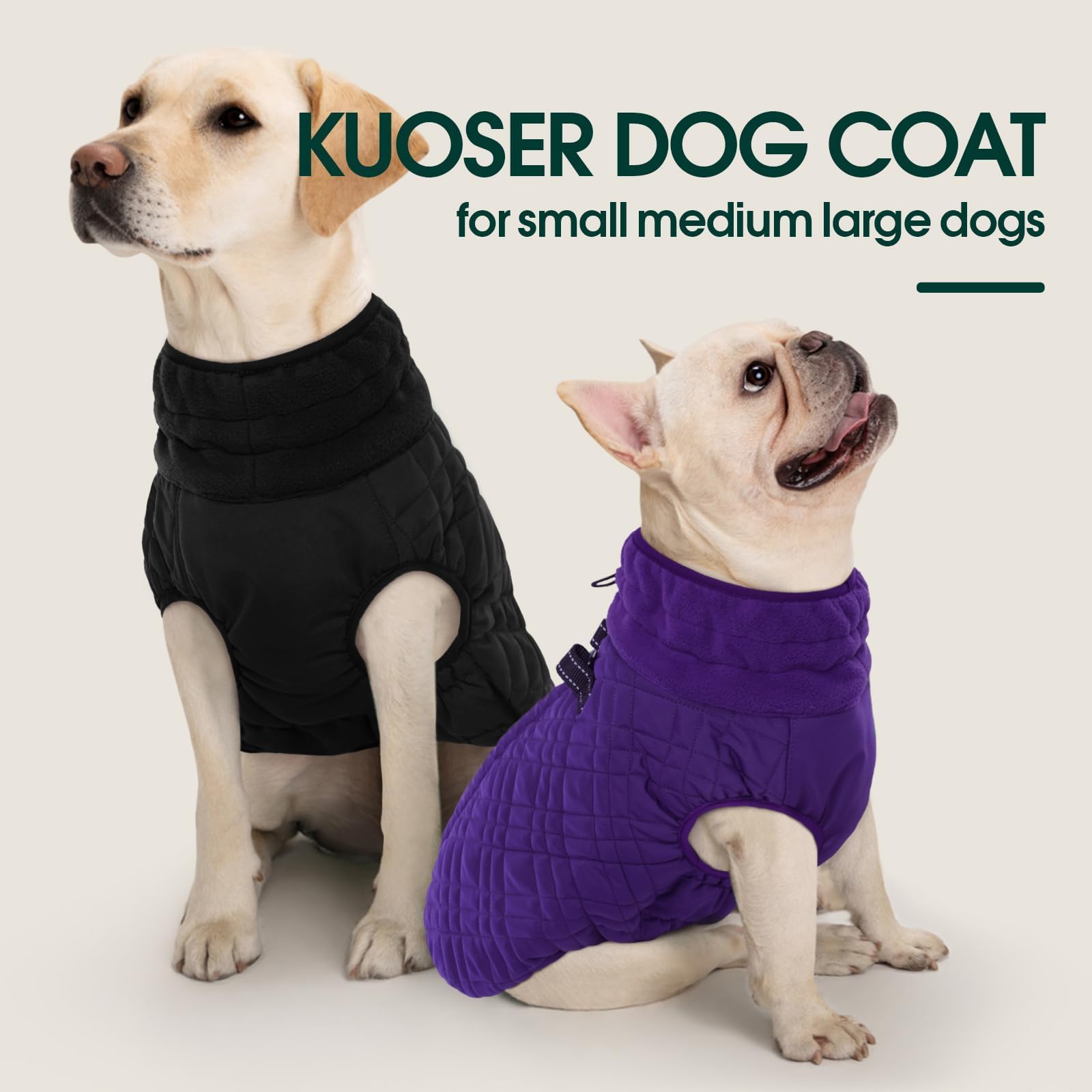 Kuoser dog jacket machine washable for quick cleaning