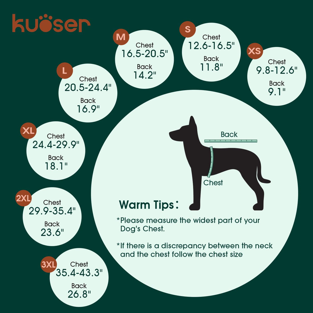 Kuoser dog jacket reflective strips highlight visibility during evening strolls.