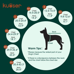 Kuoser dog jacket reflective strips highlight visibility during evening strolls.