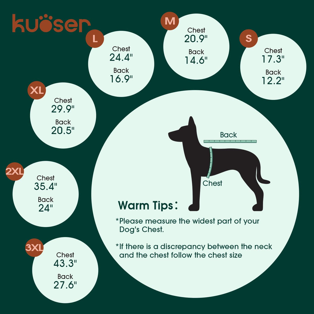 Kuoser dog jacket warm fleece lining for cozy warmth