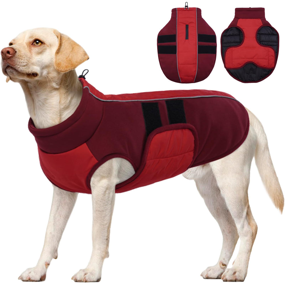 Kuoser dog jacket waterproof back view offers warmth for cold walks.