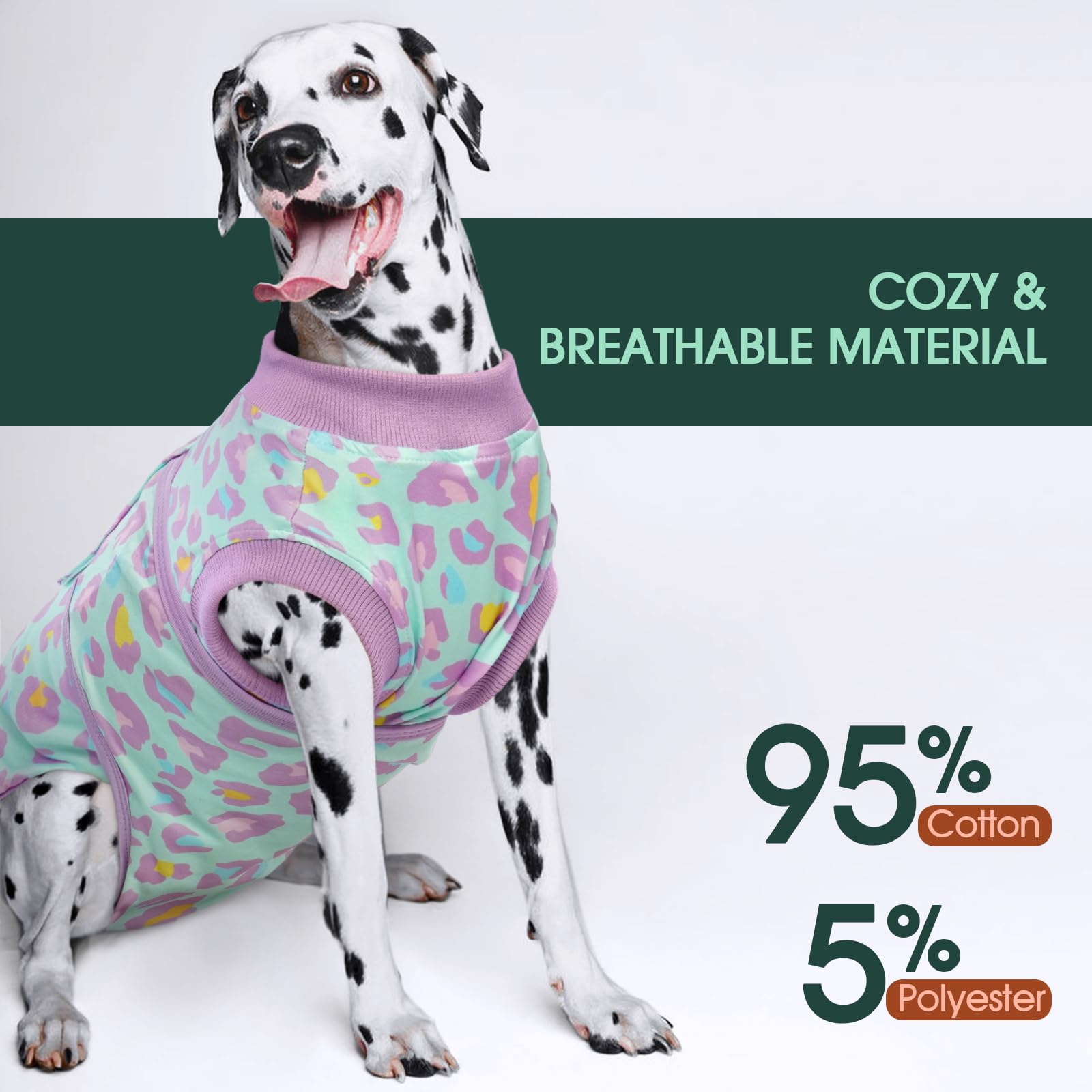 Kuoser dog recovery suit cone-alternative demonstrates effective wound protection without a cone.
