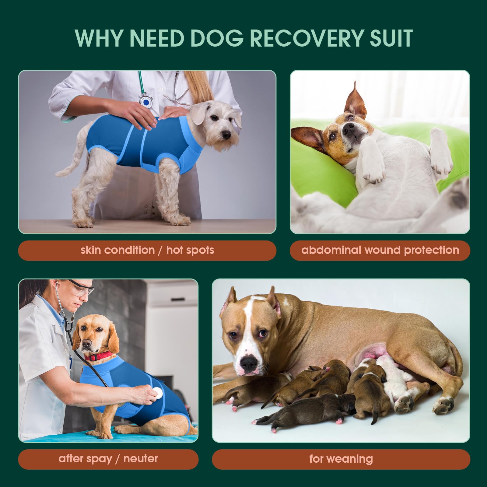 Kuoser dog recovery suit soft fabric closeup highlights breathable cotton-spandex comfort.