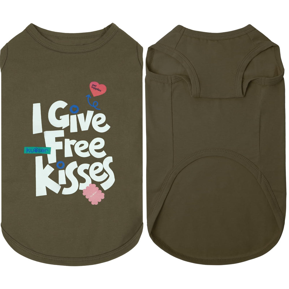 Kuoser dog shirt front view brown shows breathable sleeveless design for comfortable all-day wear.