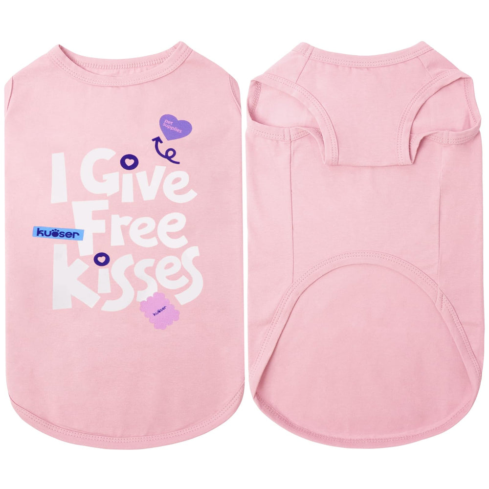 Kuoser dog shirt sleeveless pink closeup showing breathable fabric for comfortable wear.