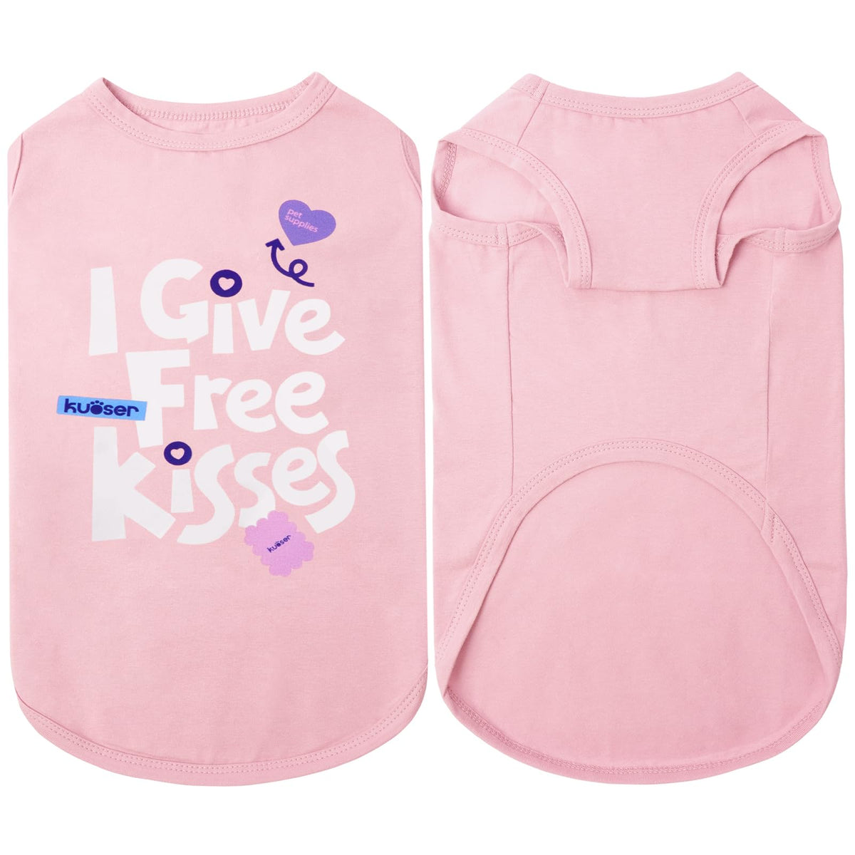 Kuoser dog shirt sleeveless pink closeup showing breathable fabric for comfortable wear.