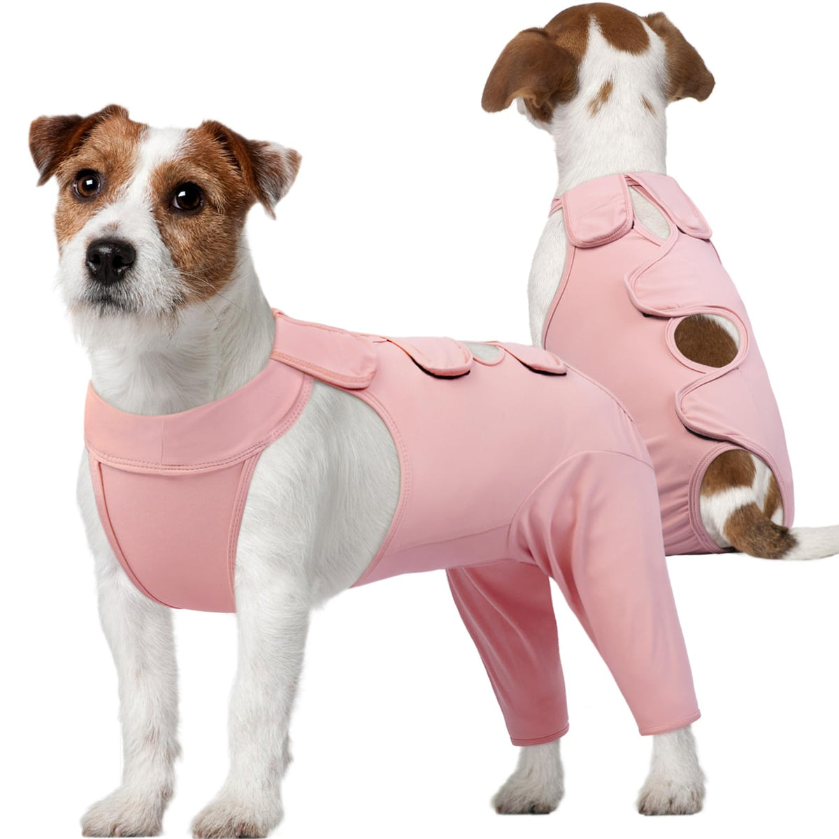 Kuoser dog surgery recovery suit front view showing full coverage for protection.